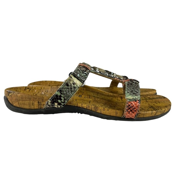 Vionic Viviana Mint Snake Print Jeweled‎ Slip On Sandals Womens Size 8 - Picture 1 of 12
